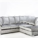 Modern & Sturdy Mayfair Silver Velvet Fabric Corner Sofa