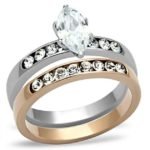 Sparkling Two Tone Marquise Wedding Set | Inspired Silver