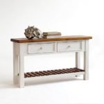 Boe Antiqued White And Pine Console Table