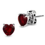 Petite Garnet Heart Stud Earrings | Inspired Silver