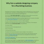 Why hire a website designing company for a flourishing business.